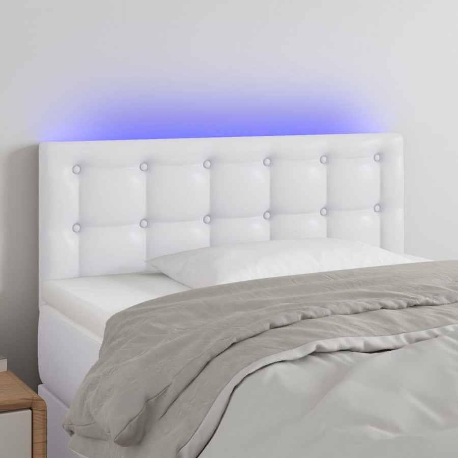 Tête de lit à LED Blanc 100x5x78/88 cm Similicuir