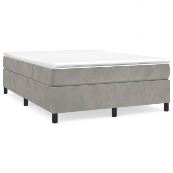 Cadre de lit et matelas Gris clair 140x190cm Velours