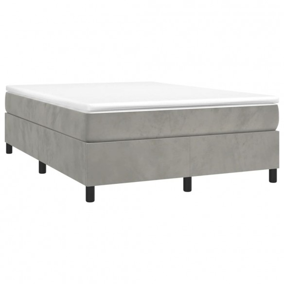 Cadre de lit et matelas Gris clair 140x190cm Velours