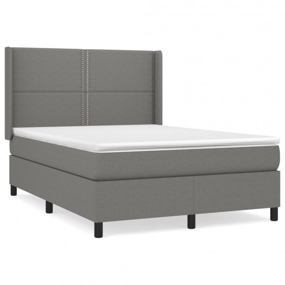 Sommier à lattes de lit avec matelas Gris foncé 140x190cm Tissu