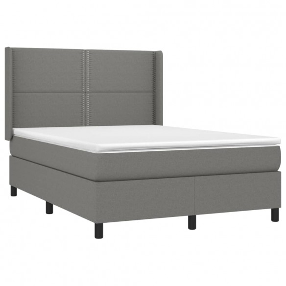 Sommier à lattes de lit avec matelas Gris foncé 140x190cm Tissu