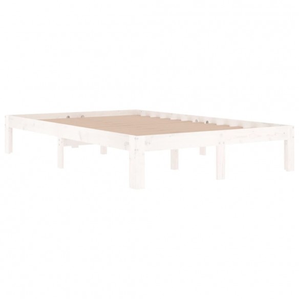 Cadre de lit Blanc Bois massif 120x190 cm Petit double