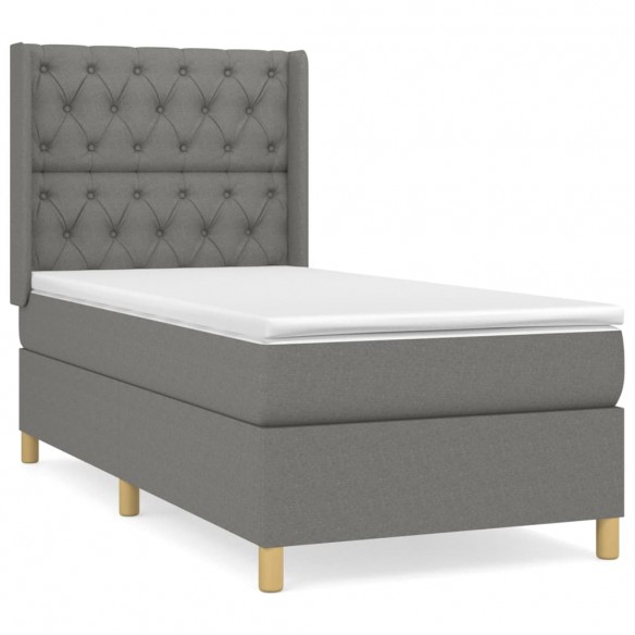 Sommier à lattes de lit avec matelas Gris foncé 80x200 cm Tissu