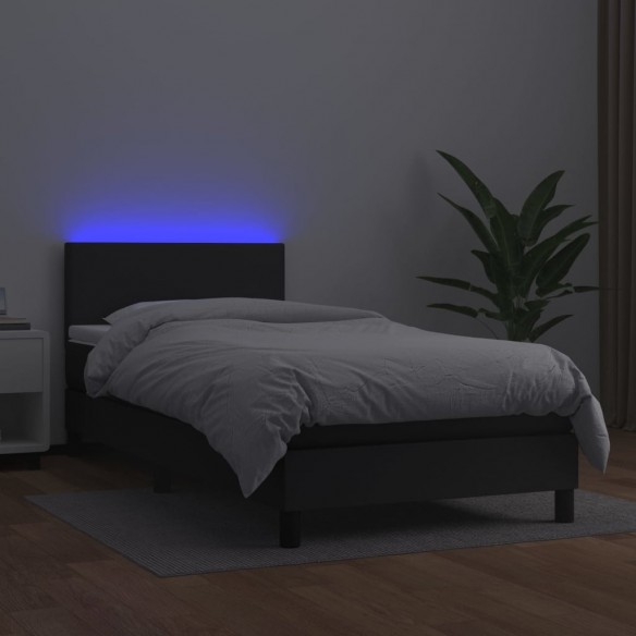 Sommier à lattes de lit avec matelas et LED Noir 80x200 cm