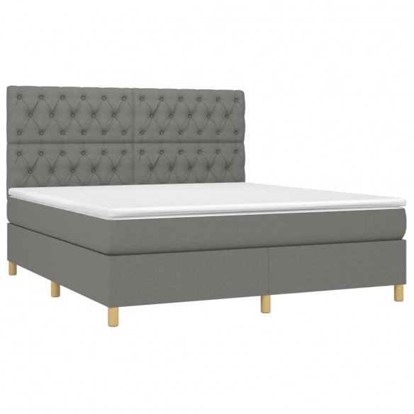 Cadre de lit et matelas et LED Gris foncé 160x200 cm