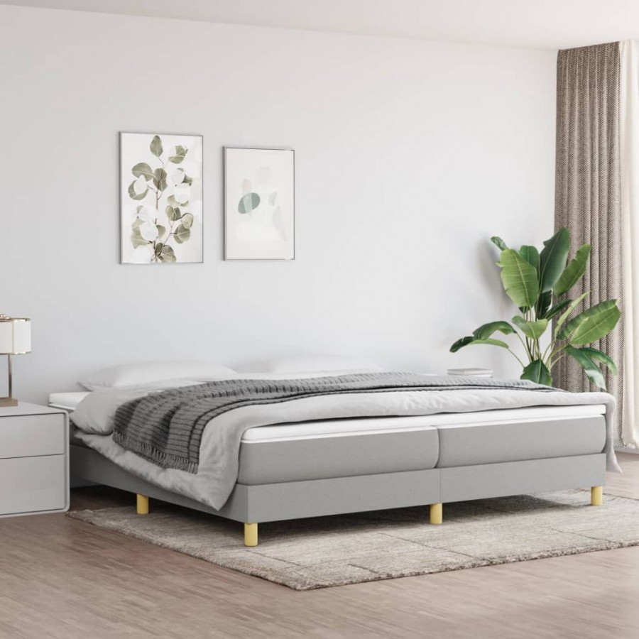 Sommier à lattes de lit avec matelas Gris clair 200x200cm Tissu