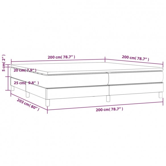 Sommier à lattes de lit avec matelas Gris clair 200x200cm Tissu