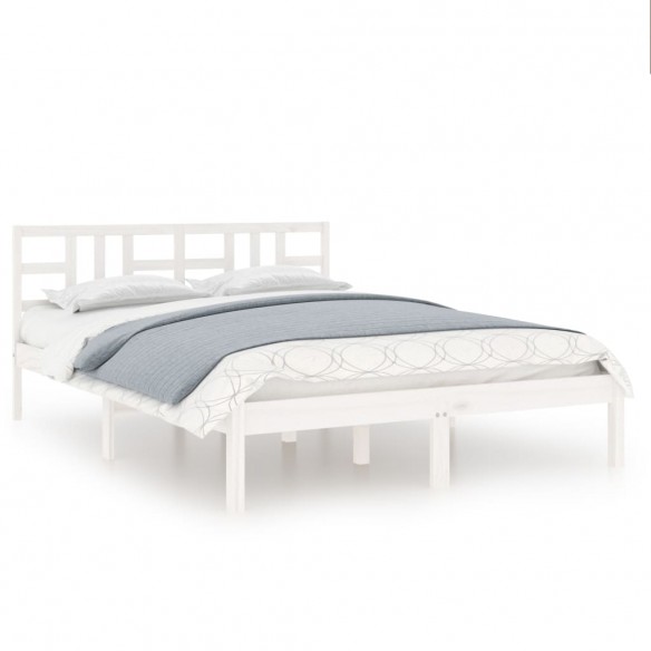 Cadre de lit Blanc Bois massif 120x190 cm Petit Double