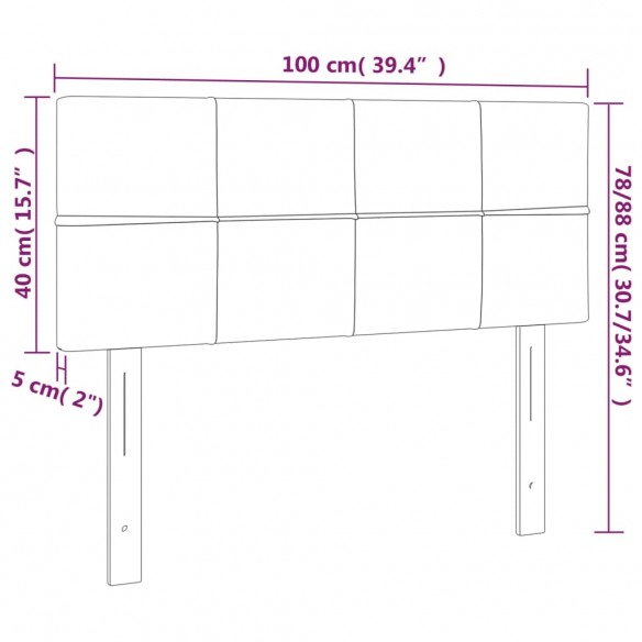 Tête de lit à LED Gris foncé 100x5x78/88 cm Tissu