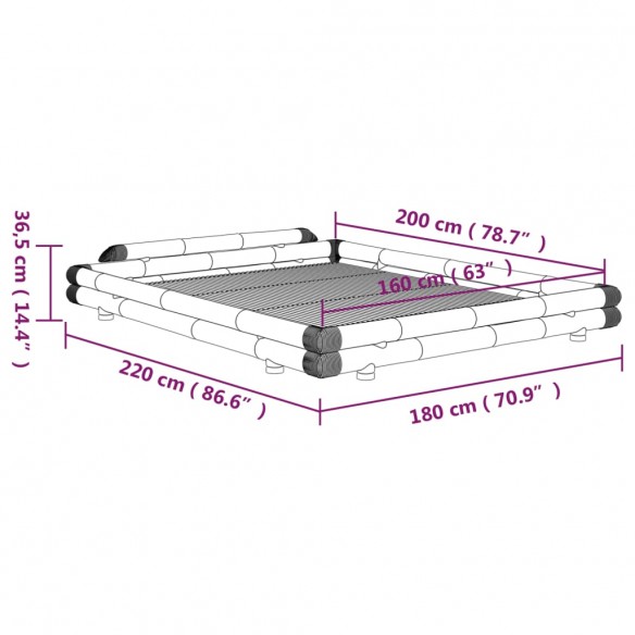 Cadre de lit Bambou 160x200 cm