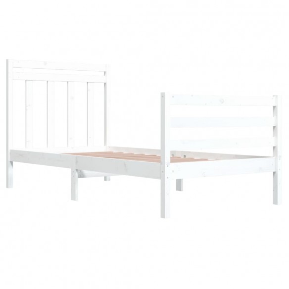 Cadre de lit Blanc Bois massif 90x200 cm