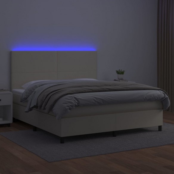 Sommier à lattes de lit avec matelas et LED Crème 180x200 cm