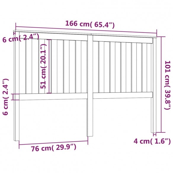 Tête de lit 166x6x101 cm Bois massif de pin