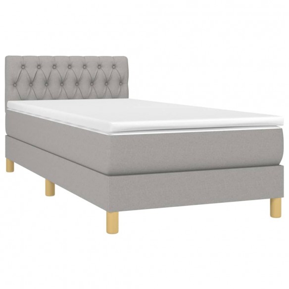 Cadre de lit avec matelas et LED Gris clair 80x200cm