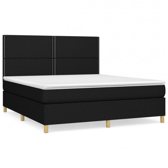 Cadre de lit avec matelas Noir 180x200 cm Tissu