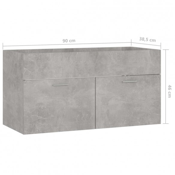 Armoire d'évier Gris béton 90x38,5x46 cm Aggloméré