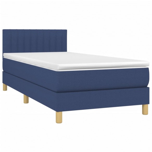 Cadre de lit avec matelas et LED Bleu 90x200cm Tissu