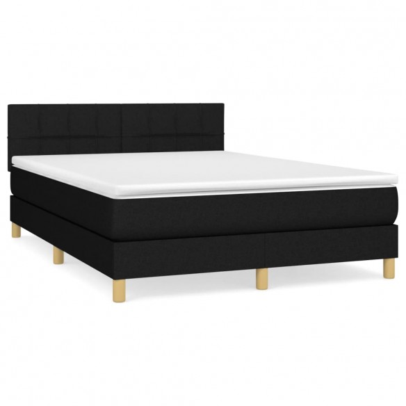 Cadre de lit avec matelas Noir 140x190 cm Tissu