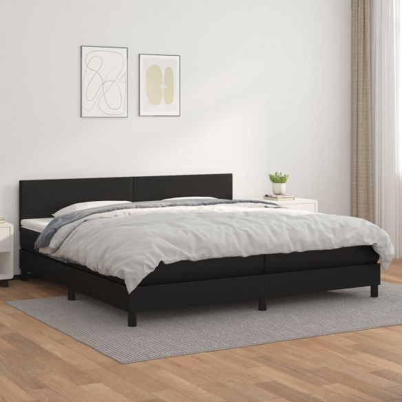 Cadre de lit avec matelas Noir 200x200 cm Similicuir