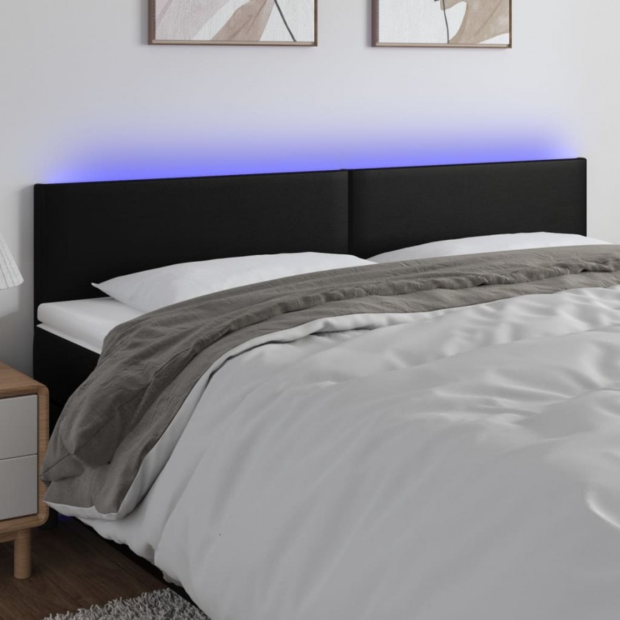 Tête de lit à LED Noir 200x5x78/88 cm Similicuir