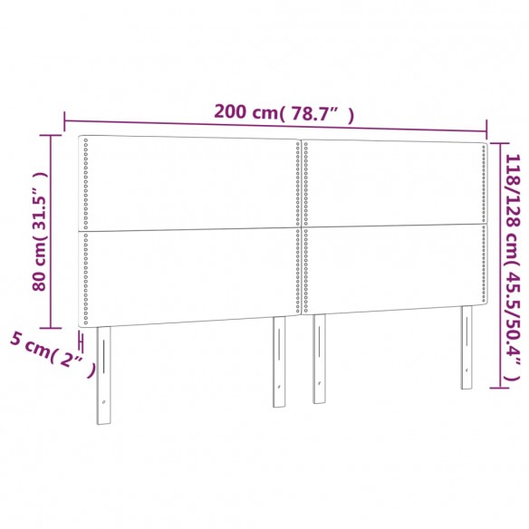 Têtes de lit 4 pcs Noir 100x5x78/88 cm Similicuir