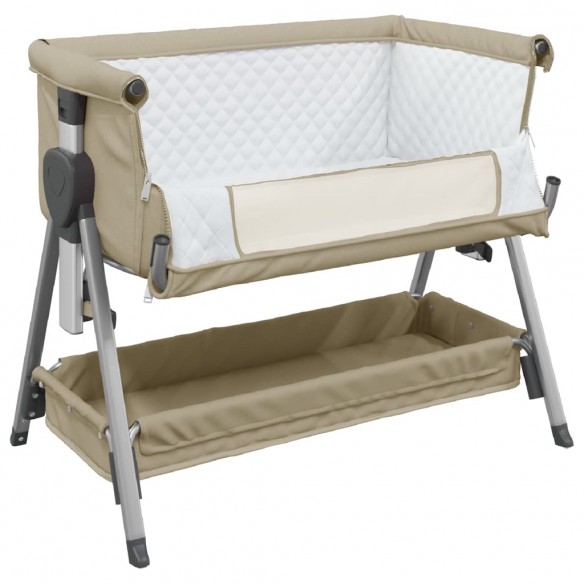 Lit pour bébé avec matelas Taupe Tissu de lin