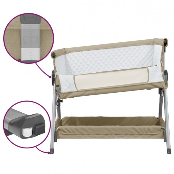 Lit pour bébé avec matelas Taupe Tissu de lin