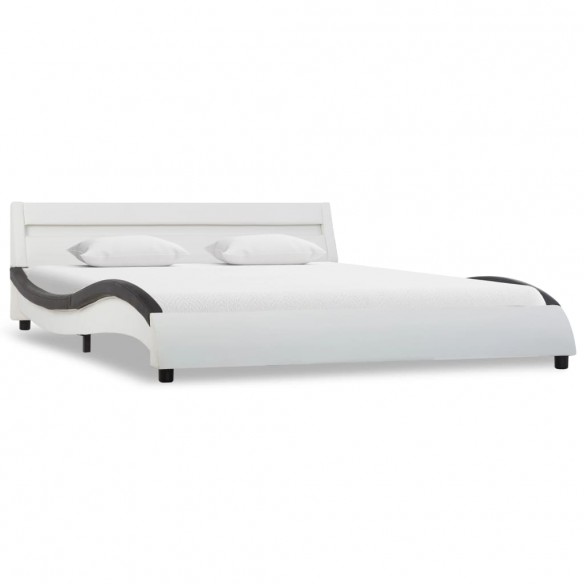 Cadre de lit avec LED Blanc et noir Similicuir 120 x 200 cm