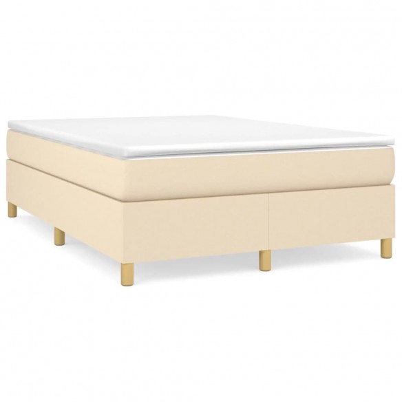 Cadre de lit avec matelas Crème 140x190 cm Tissu