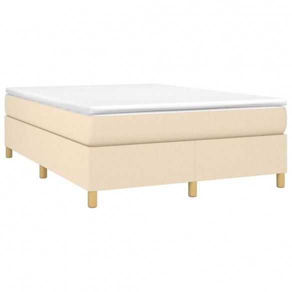 Cadre de lit avec matelas Crème 140x190 cm Tissu