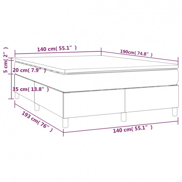 Cadre de lit avec matelas Crème 140x190 cm Tissu