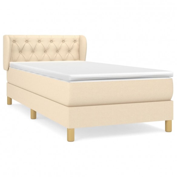 Cadre de lit avec matelas Crème 80x200 cm Tissu