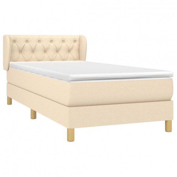 Cadre de lit avec matelas Crème 80x200 cm Tissu