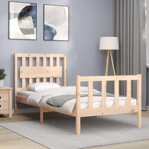 Cadre de lit avec tête de lit 90x200 cm bois massif