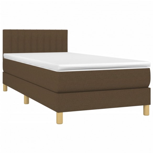 Cadre de lit avec matelas Marron foncé 90x190 cm