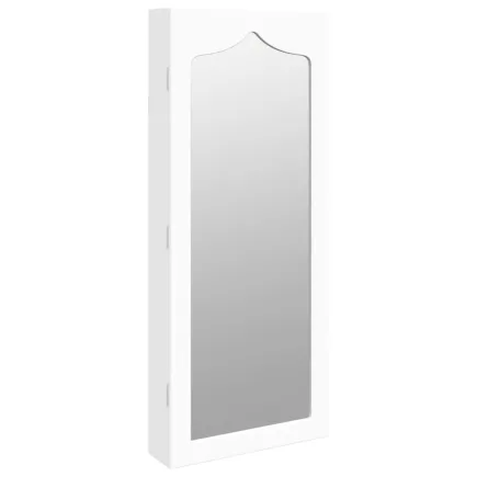 Armoire à bijoux avec miroir murale blanc 37,5x10x90 cm 2