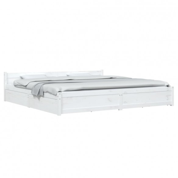 Cadre de lit avec tiroirs Blanc 200x200 cm
