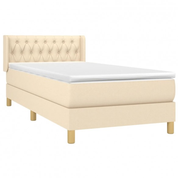 Cadre de lit avec matelas Crème 90x200 cm Tissu