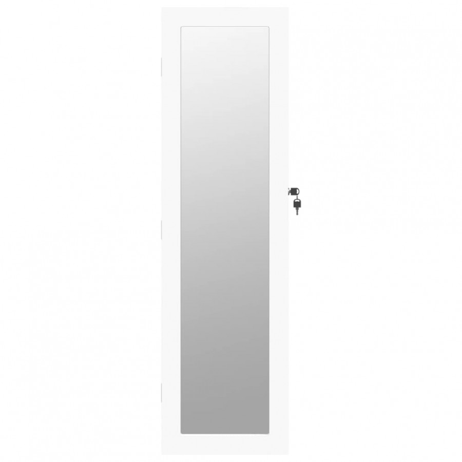 Armoire à bijoux avec miroir murale blanc 30x8,5x106 cm