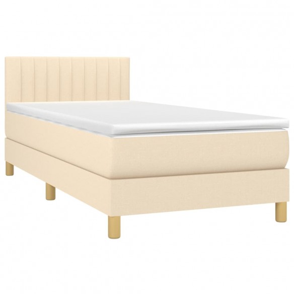 Cadre de lit avec matelas LED Crème 100x200 cm Tissu