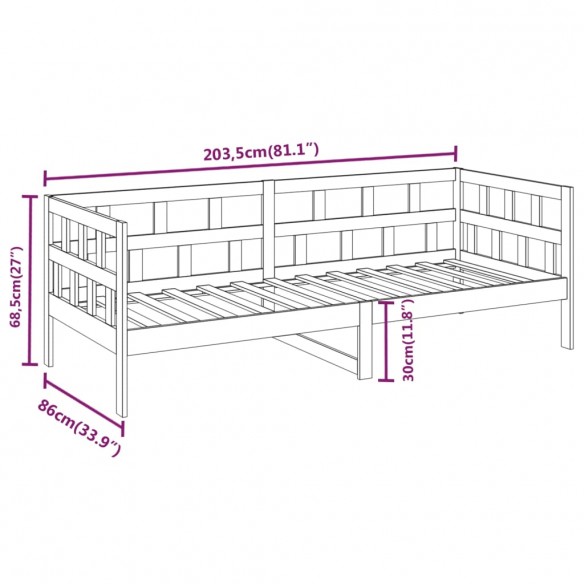 Lit de jour bois de pin massif 80x200 cm