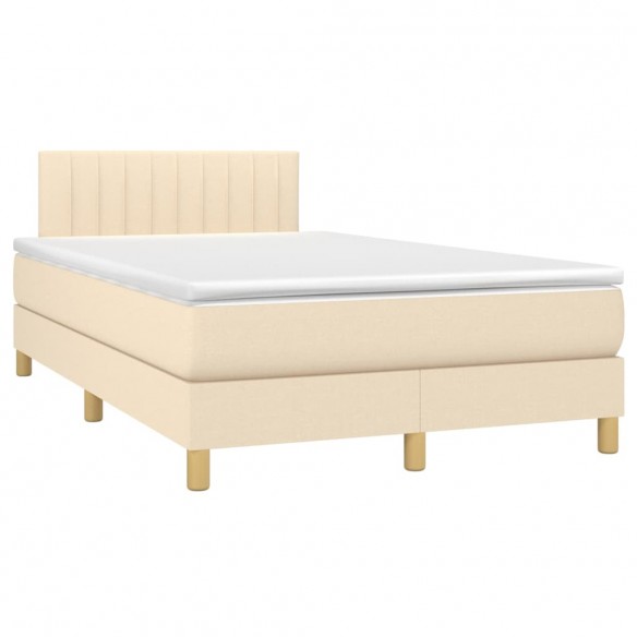 Sommier à lattes de lit avec matelas LED Crème 120x200 cm Tissu