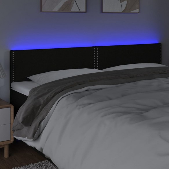 Tête de lit à LED Noir 160x5x78/88 cm Tissu