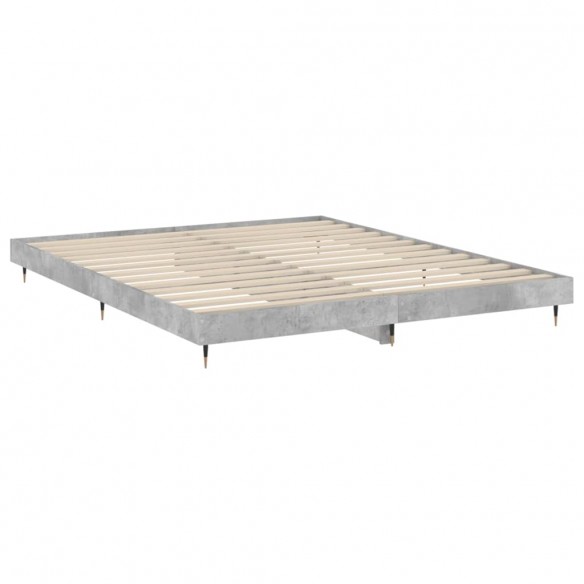 Cadre de lit gris béton 140x200 cm bois d'ingénierie