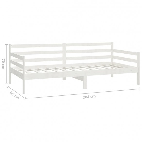 Lit de repos avec matelas 90x200 cm Blanc Bois de pin massif