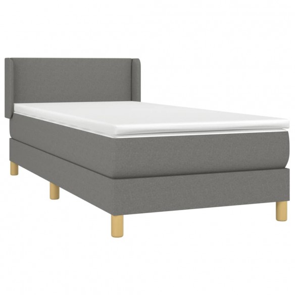 Sommier à lattes de lit avec matelas Gris foncé 100x200cm Tissu