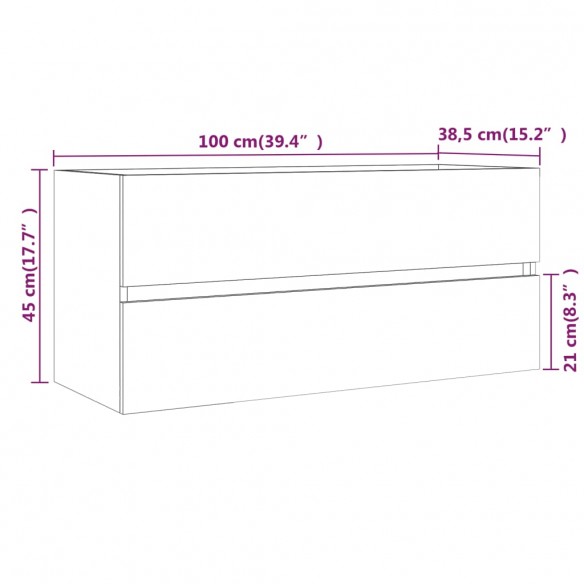 Armoire de lavabo Sonoma gris 100x38,5x45 cm Bois d'ingénierie