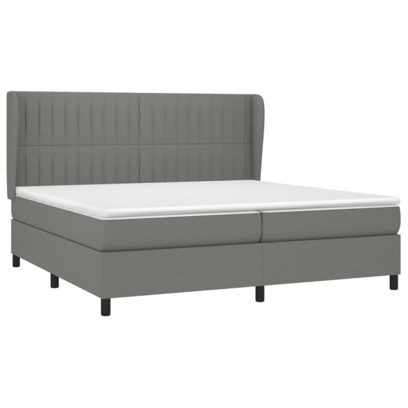 Cadre de lit avec matelas Gris foncé 200x200cm Tissu