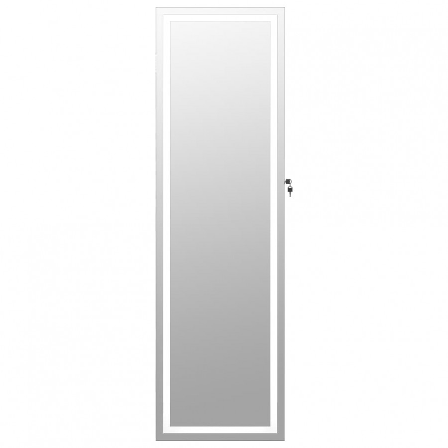 Armoire à bijoux avec miroir et éclairage LED mural noir