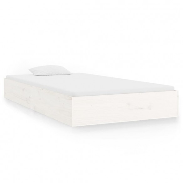 Cadre de lit blanc bois massif 90x200 cm